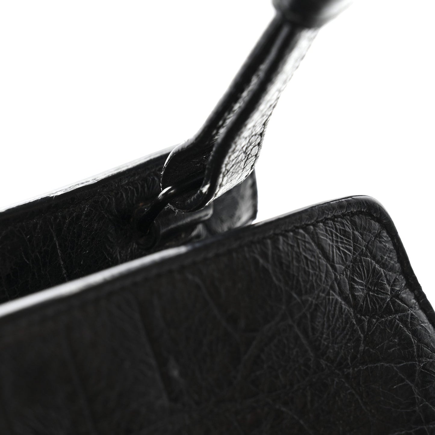Saint Laurent Calfskin Crocodile Embossed Small Monogram Cabas Black