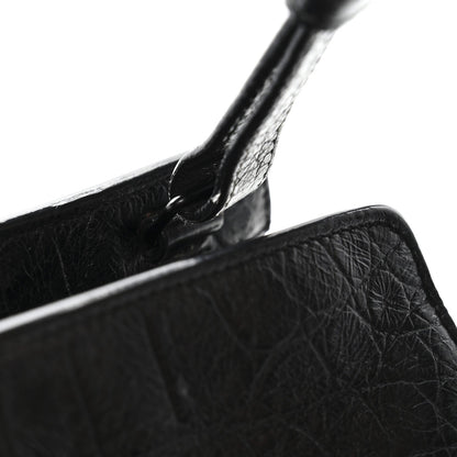 Saint Laurent Calfskin Crocodile Embossed Small Monogram Cabas Black