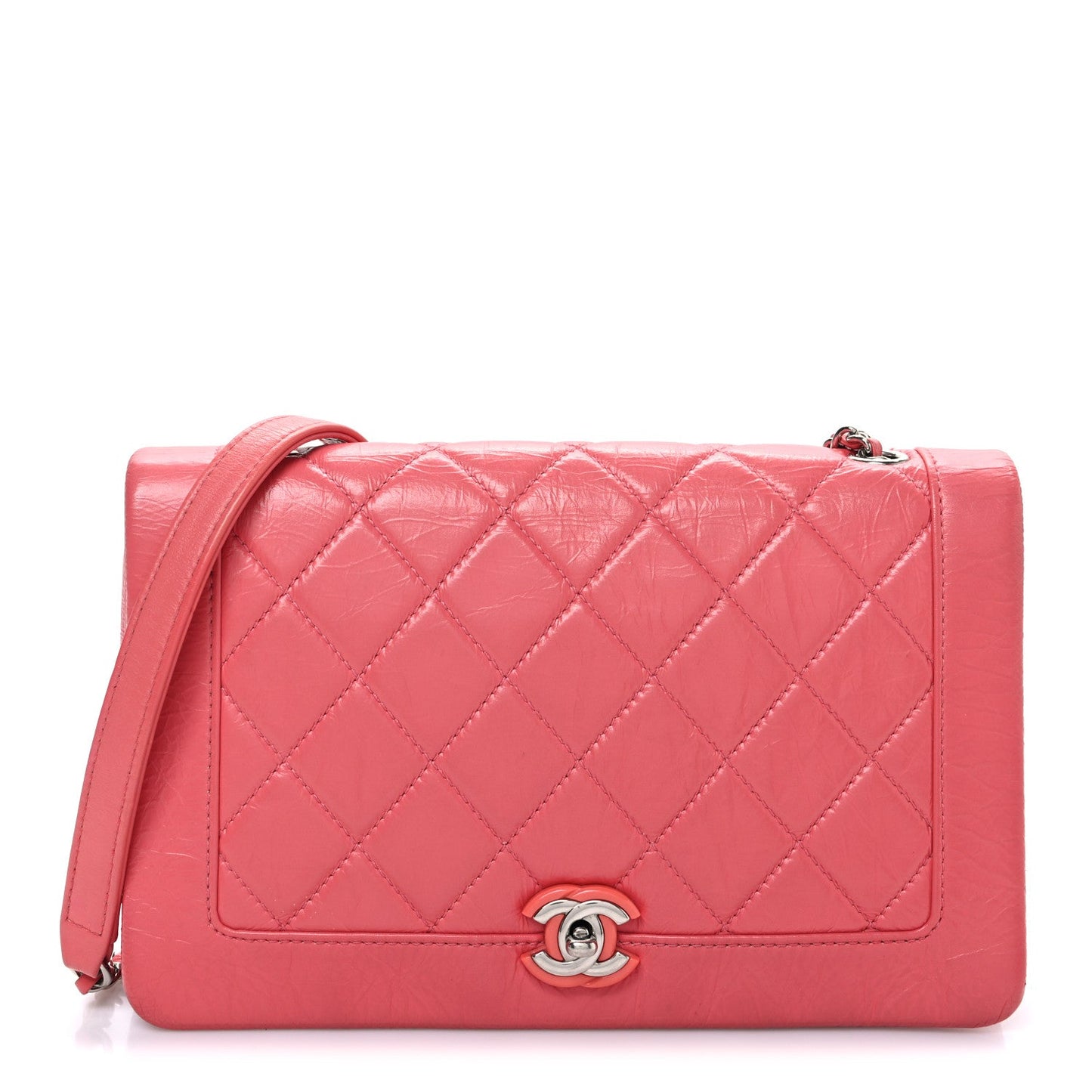 Chanel Crumpled Calfskin Quilted Bi Vintage Small Single Flap Pink