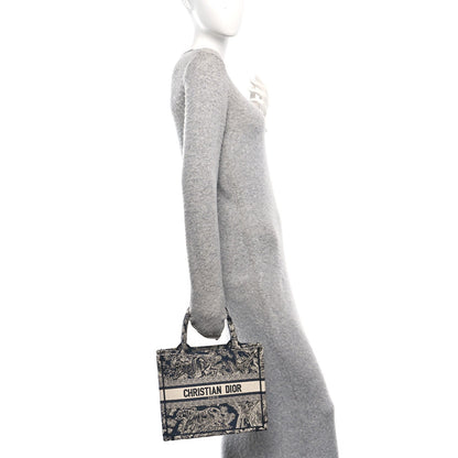 Christian Dior Canvas Embroidered Small Dioriviera Toile De Jouy Book Tote Blue