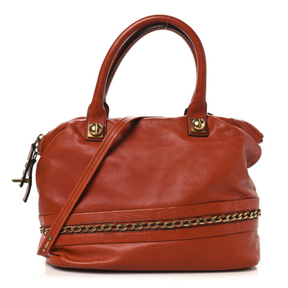 Chloe Calfskin Kira Convertible Bowler Bag Brick Red