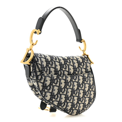 Christian Dior Oblique Mini Saddle Bag Blue