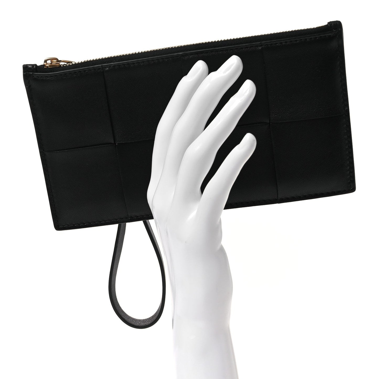 Bottega Veneta Lambskin Maxi Intrecciato Bill Pouch Black