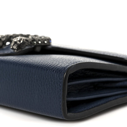 Gucci Dollar Calfskin Crystal Mini Dionysus Chain Wallet Blue Agata Black Diamond
