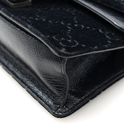 Gucci Velvet Skipper Crystal GG Monogram Small Dionysus Shoulder Bag Black Black Diamond