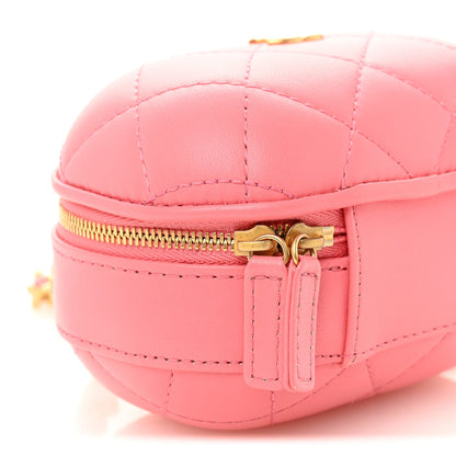 Chanel Lambskin Quilted CC Bubble Vanity Case With Chain Pink