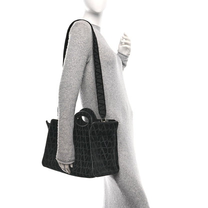 Valentino Garavani Toile Iconographe Goatskin Le Troisieme Shopping Bag Black