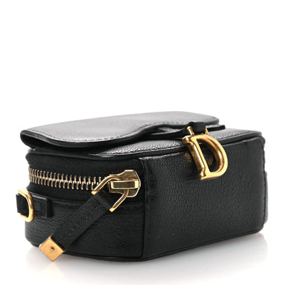 Christian Dior Goatskin Mini Saddle Shoulder Strap Pouch Black