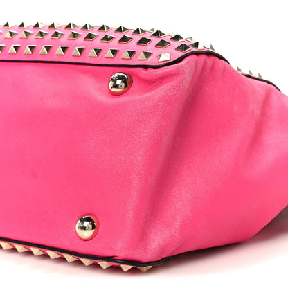 Valentino Garavani Vitello Medium Rockstud All Over Tote Pop Fuxia