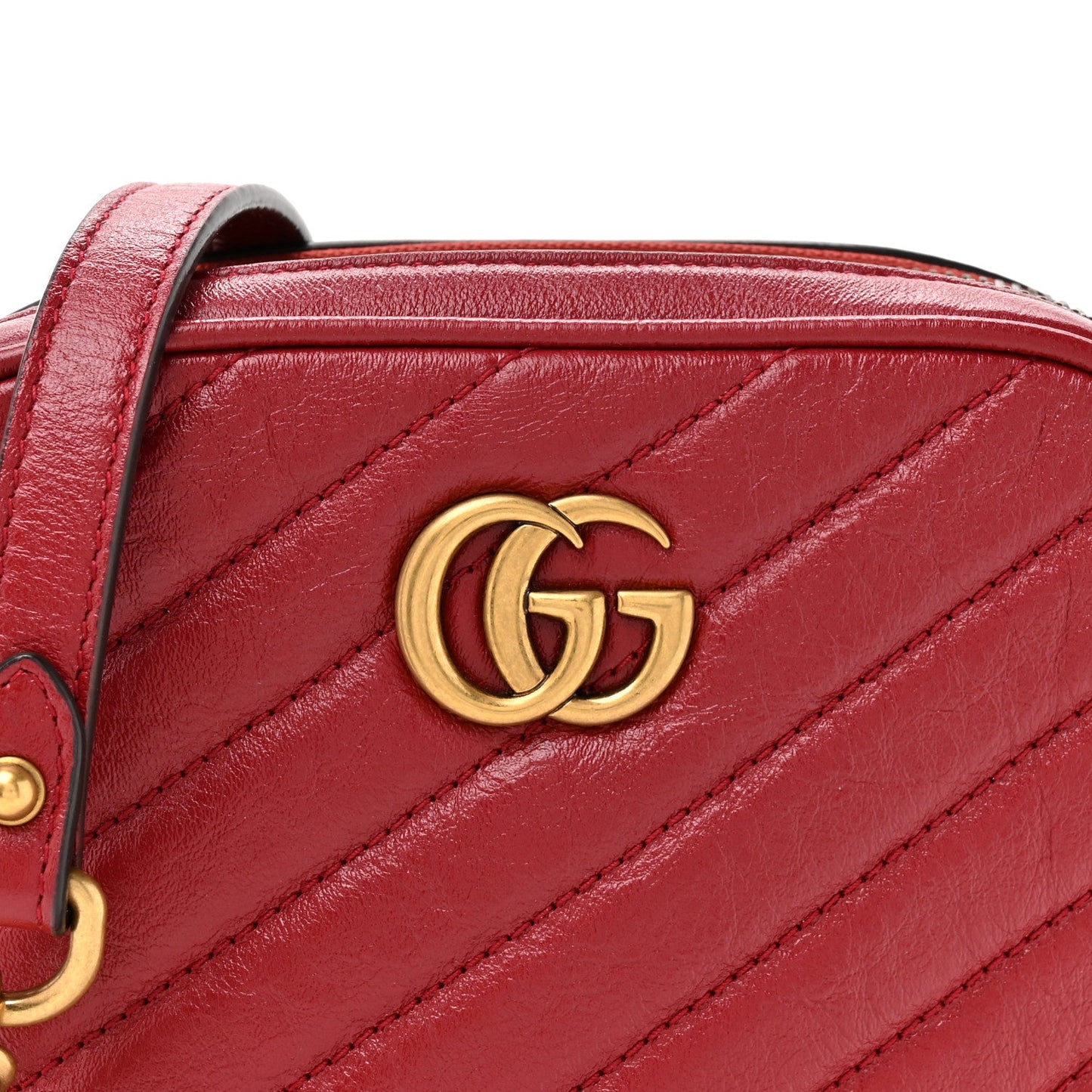 Gucci Azalea Calfskin Matelasse Diagonal Tall GG Marmont Crossbody Bag Romantic Cerise