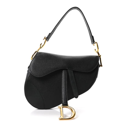 Christian Dior Grained Calfskin Saddle Bag Black