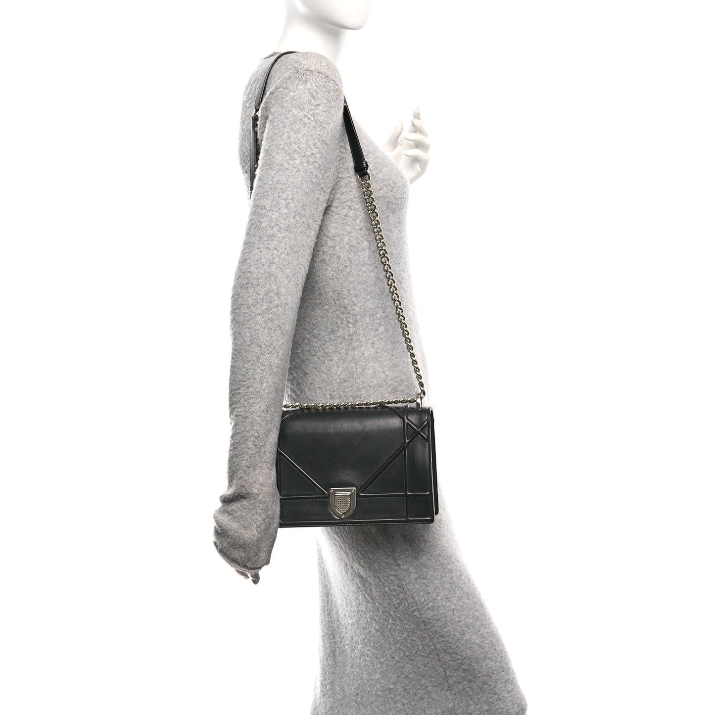 Christian Dior Lambskin Medium Diorama Flap Bag Black
