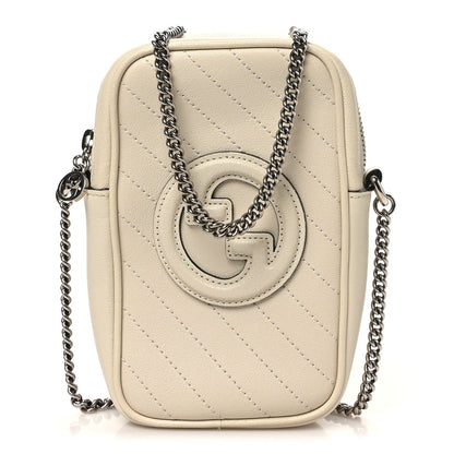 Gucci Sakai Be Green Calfskin Diagonal Stitched Mini Blondie Vertical Shoulder Bag Mystic White