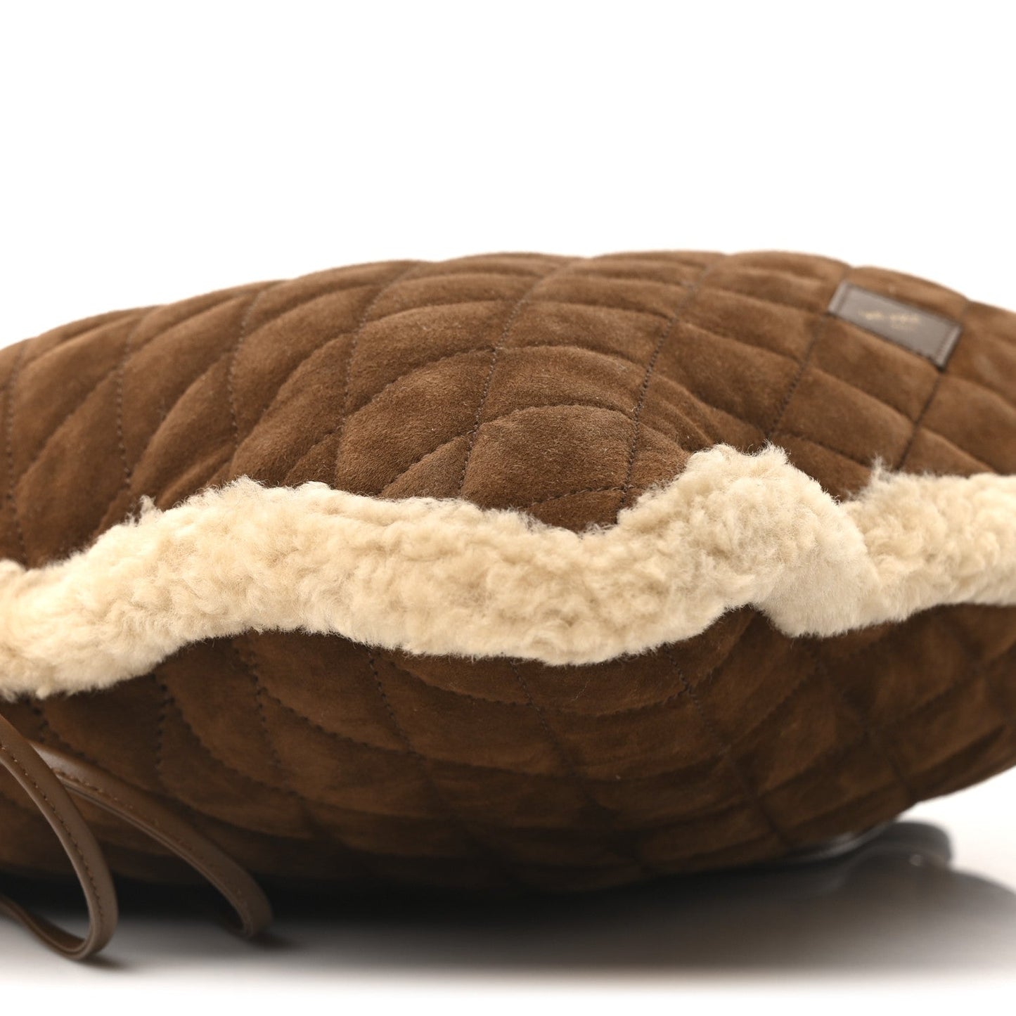 Saint Laurent Suede Shearling Quilted Le Pochon Natural Tan