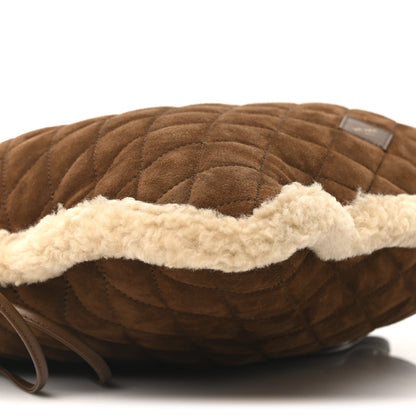 Saint Laurent Suede Shearling Quilted Le Pochon Natural Tan