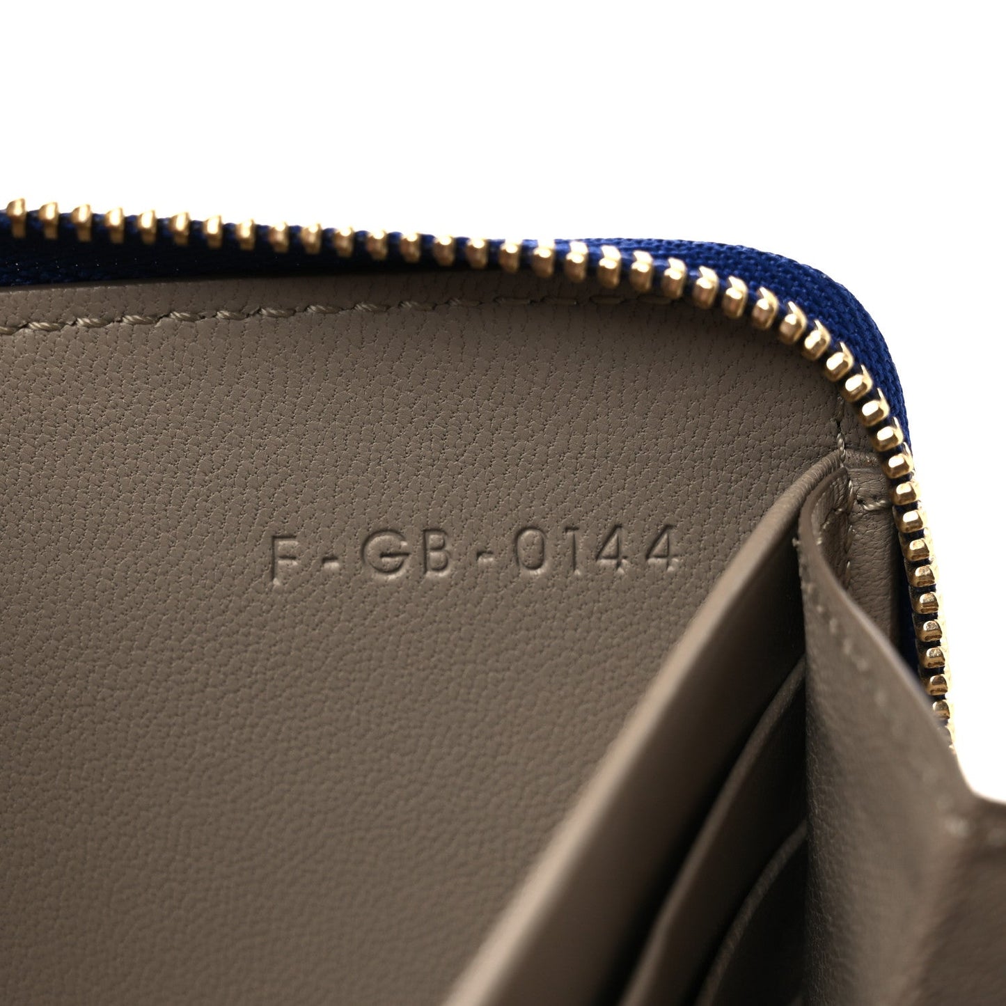 Celine Drummed Calfskin Large Zip Around Multifunction Wallet Indigo