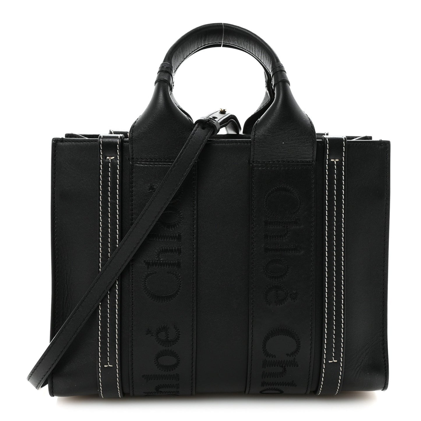 Chloe Calfskin Small Woody Tote Black
