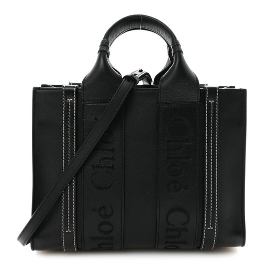 Chloe Calfskin Small Woody Tote Black