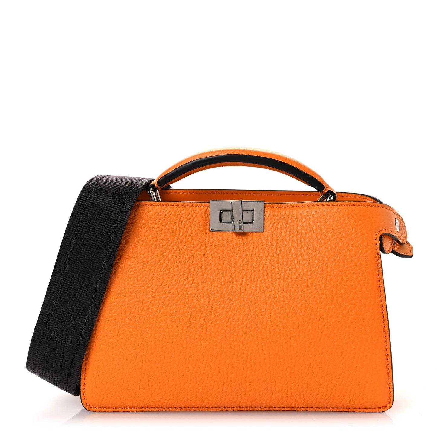 Fendi Cuoio Romano Vitello Cover Bi-Color Peekaboo I See U X Cross Satchel Orange