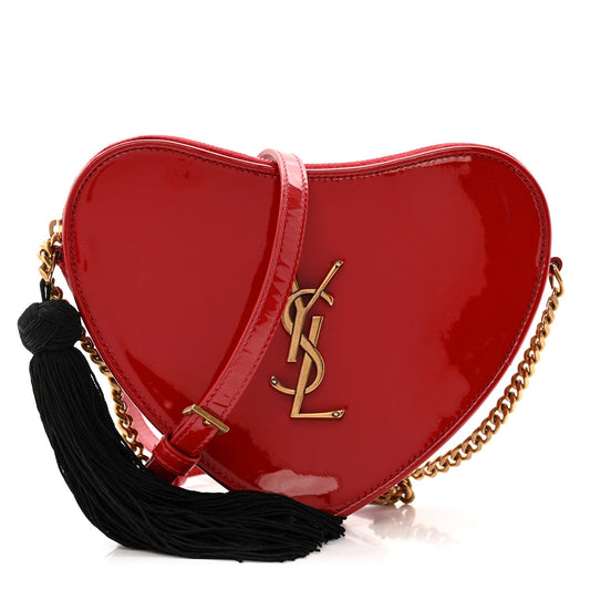 Saint Laurent Patent Heart Monogram Crossbody Red