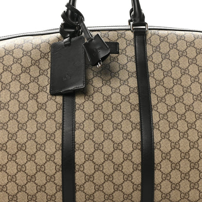 Gucci GG Supreme Monogram Selleria Calfskin Large Duffle Beige Ebony Black