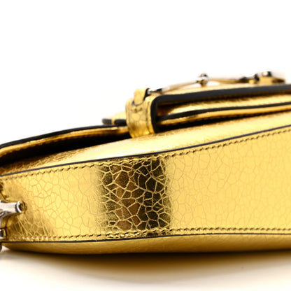 Gucci Metallic Demetra Mini Horsebit 1955 Asymmetric Shoulder Bag Gold