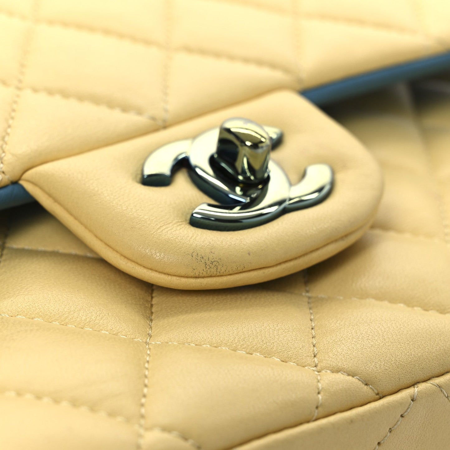 Chanel Lambskin Quilted Medium Double Flap Yellow Blue