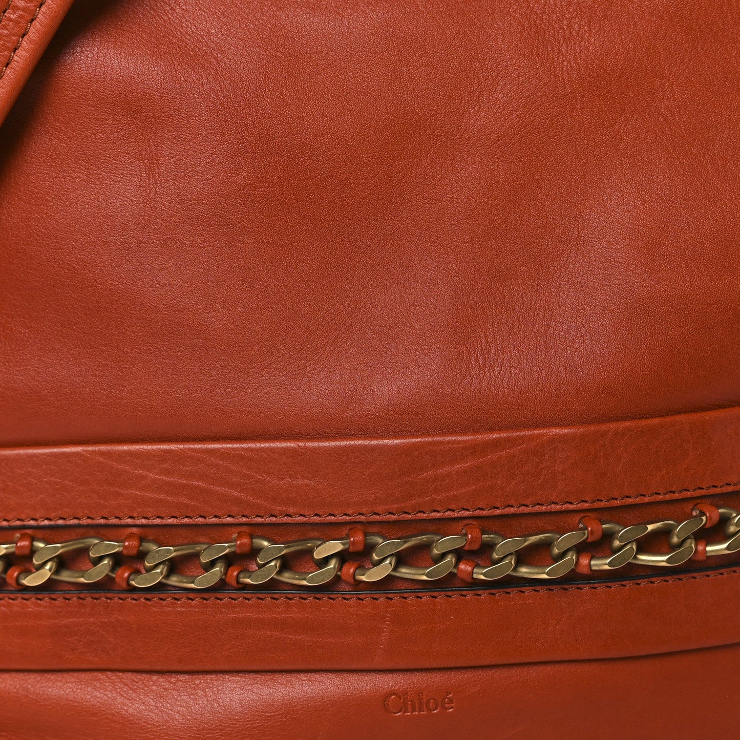 Chloe Calfskin Kira Convertible Bowler Bag Brick Red