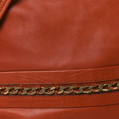 Chloe Calfskin Kira Convertible Bowler Bag Brick Red