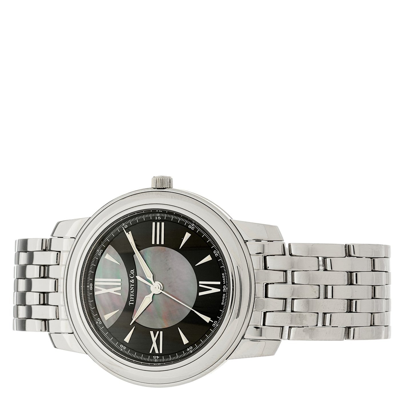 Tiffany Stainless Steel Black Mother of Pearl 37mm Mark Quartz Watch