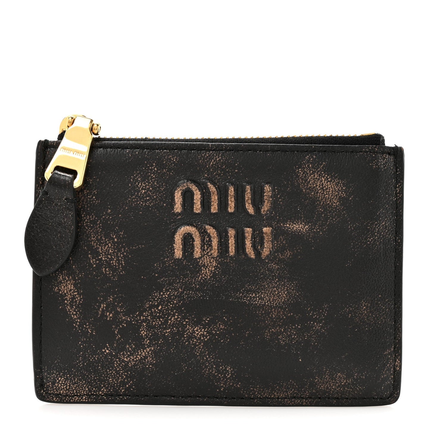 Miu Miu Nappa Old Zip Card Case Cafe