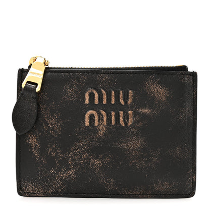 Miu Miu Nappa Old Zip Card Case Cafe