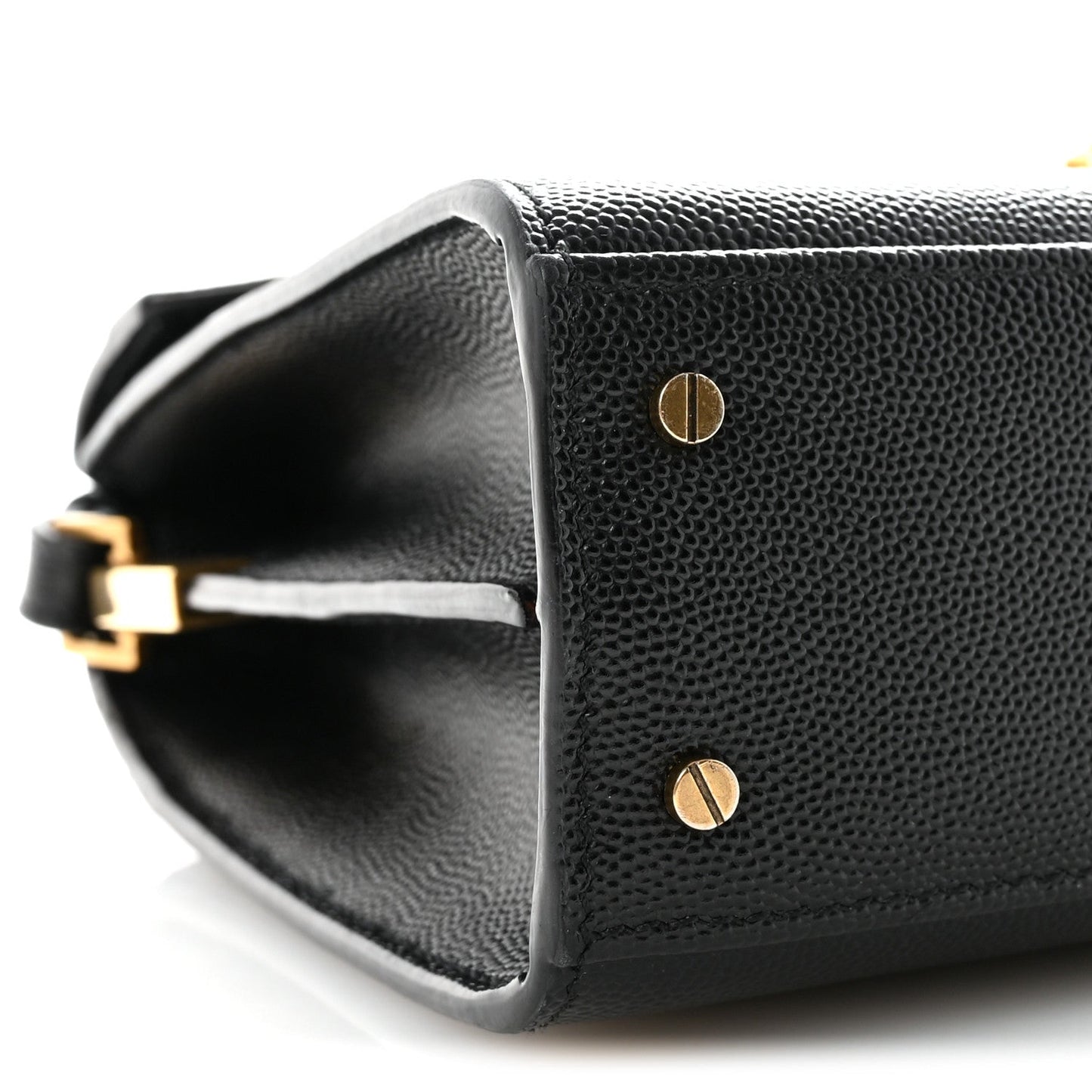 Saint Laurent Grain De Poudre Mini Classic Monogram Cassandra Top Handle Black