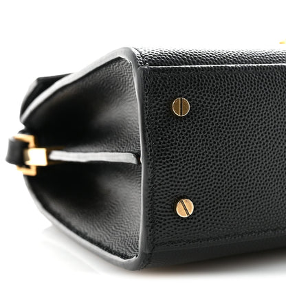 Saint Laurent Grain De Poudre Mini Classic Monogram Cassandra Top Handle Black