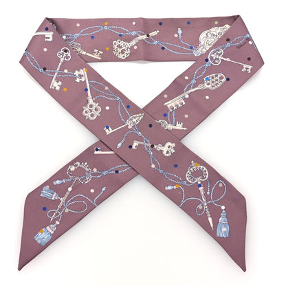 Hermes Silk Les Cles A Pois Twilly Marron Glace Gris