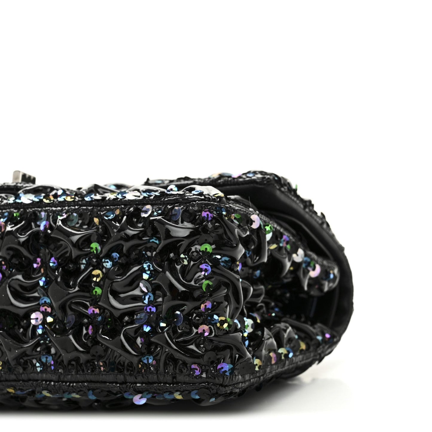 Chanel Patent Sequin Crystal Ruched 2.55 Reissue 225 Flap Black