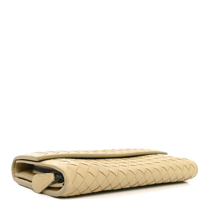 Bottega Veneta Nappa Intrecciato Continental Flap Wallet New Sand