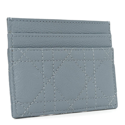 Christian Dior Supple Calfskin Cannage Caro Five-Slot Card Holder Cloud Blue