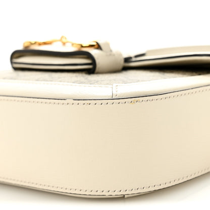Gucci GG Supreme Monogram Web Mini Horsebit 1955 Shoulder Bag Beige Mystic White