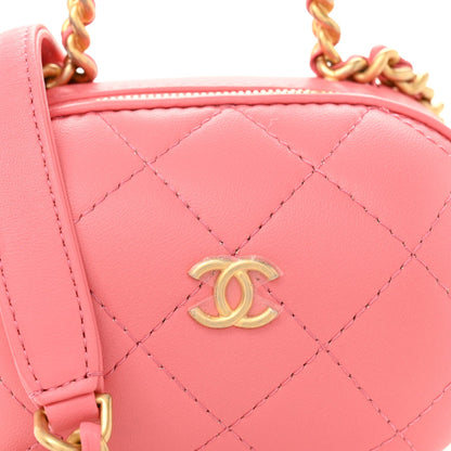 Chanel Lambskin Quilted CC Bubble Vanity Case With Chain Pink