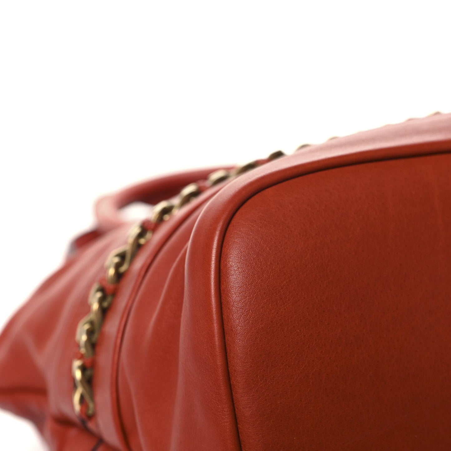 Chloe Calfskin Kira Convertible Bowler Bag Brick Red