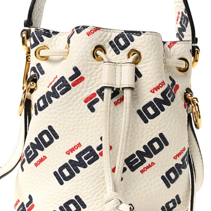 Fendi X FILA Vitello F is Fendi Mania Mini Mon Tresor Bucket Bag White