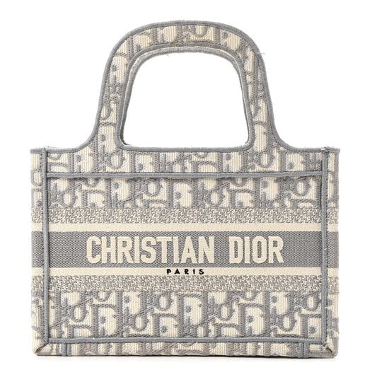 Christian Dior Oblique Mini Book Tote Grey Multicolor