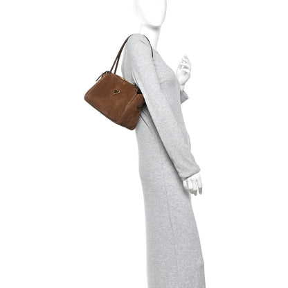 Prada Camoscio Medium Darling Shoulder Bag Cocoa Brown