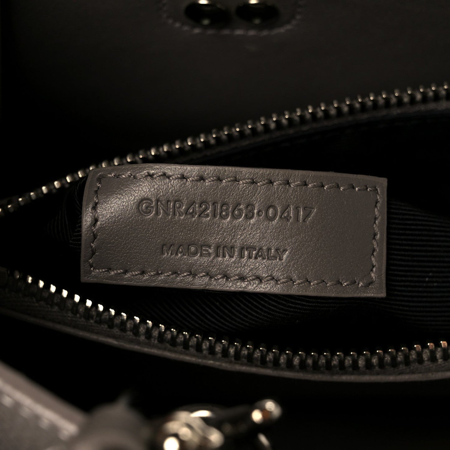 Saint Laurent Grained Calfskin Topstich Baby Sac De Jour Grey