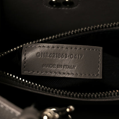Saint Laurent Grained Calfskin Topstich Baby Sac De Jour Grey
