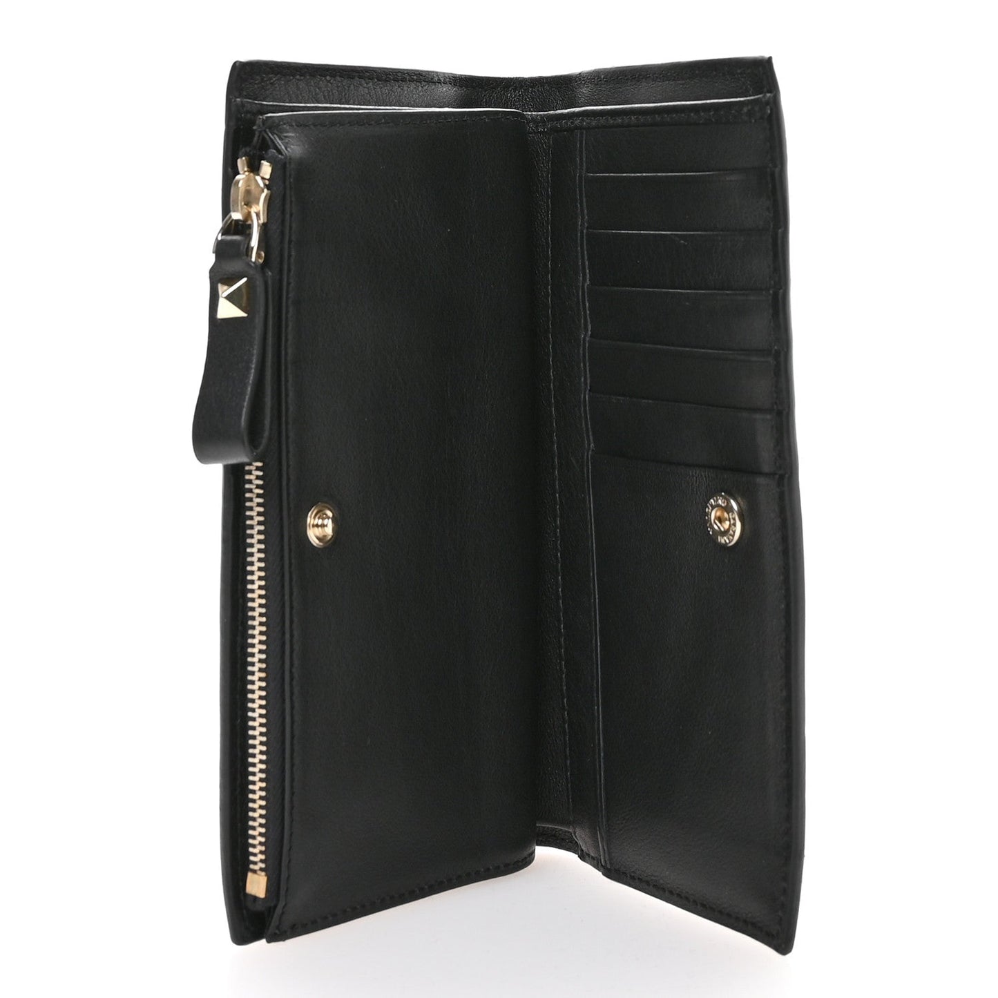 Valentino Garavani Calfskin Rockstud Continental Wallet Black