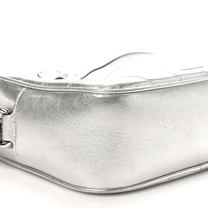 Gucci Metallic Sakai Be Green Calfskin Diagonal Stitched Small Blondie Shoulder Bag Silver