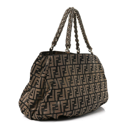 Fendi Metallic Lurex Zucca Mia Tote Bronze