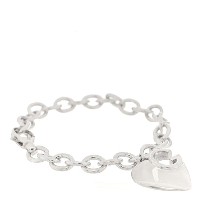 Gucci Sterling Silver G Heart Charm Link Bracelet